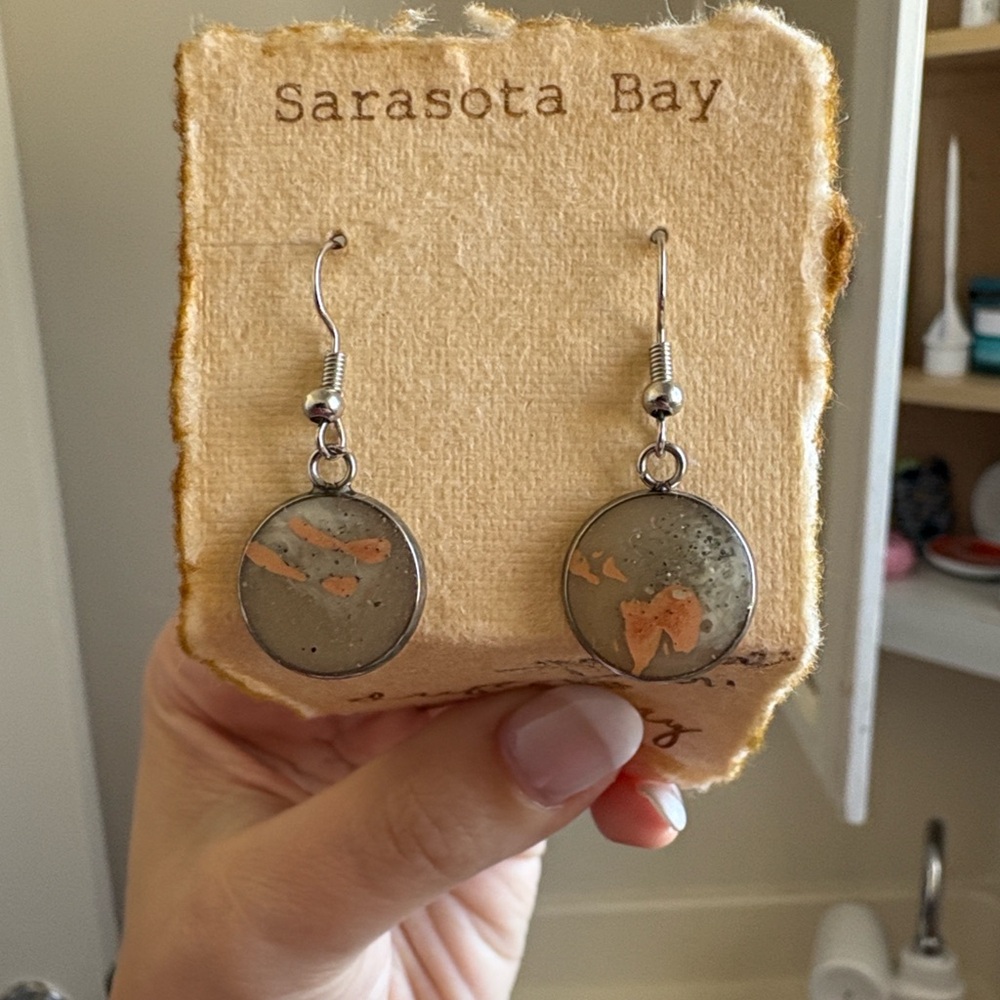 Silver and Rose Drop Earrings